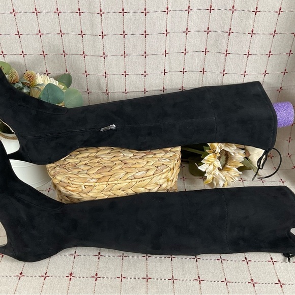 🧸HP🧸 Sam Edelman “Kristie” Over the Knee Boots Black Faux Suede Sz 7 NWOB - Picture 7 of 13